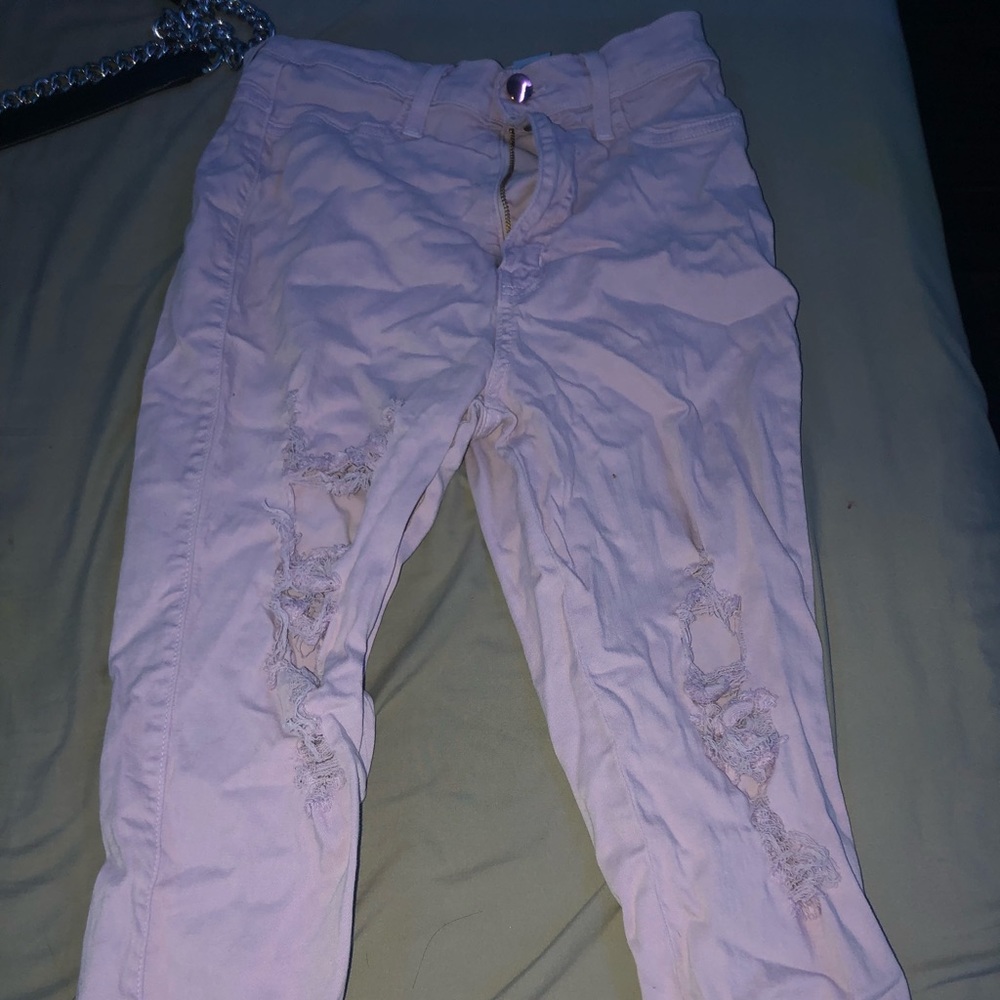 Fashionnova lavender distressed jeans